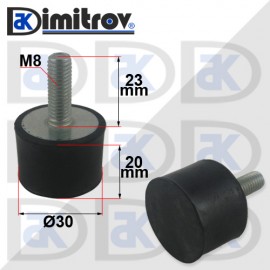 Антивибрационен тампон М 8 х Ø 30 х 20 mm